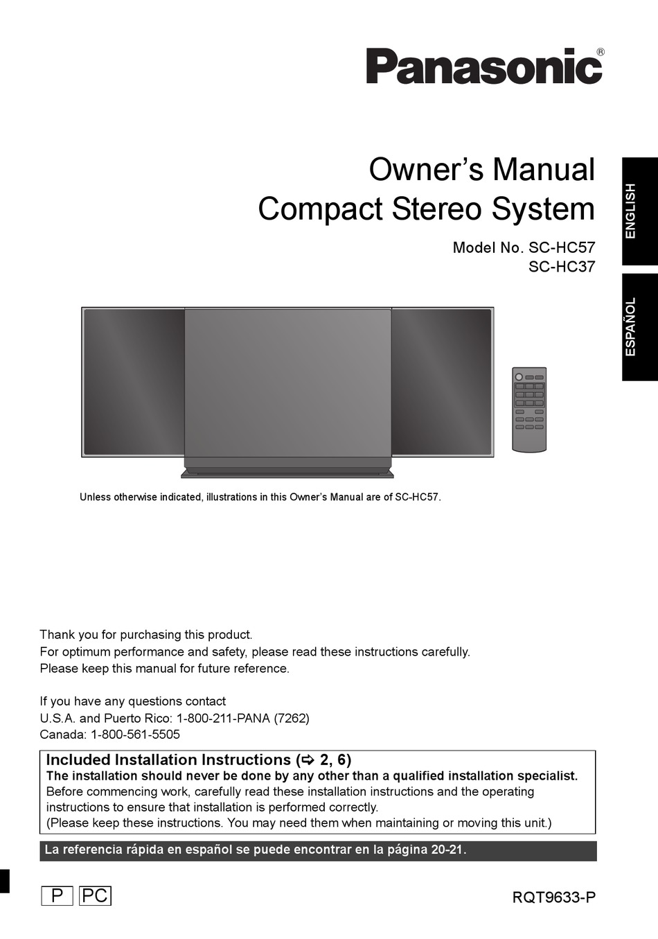 PANASONIC SC-HC57 OWNER'S MANUAL Pdf Download | ManualsLib