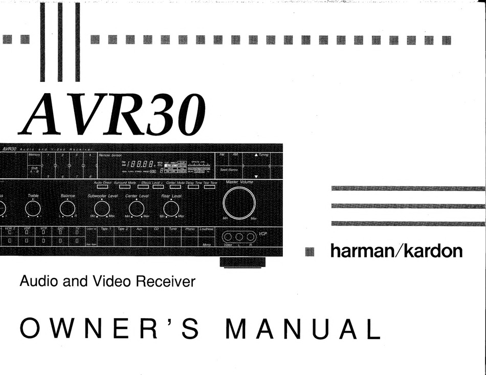 HARMAN KARDON AVR30 OWNER'S MANUAL Pdf Download | ManualsLib