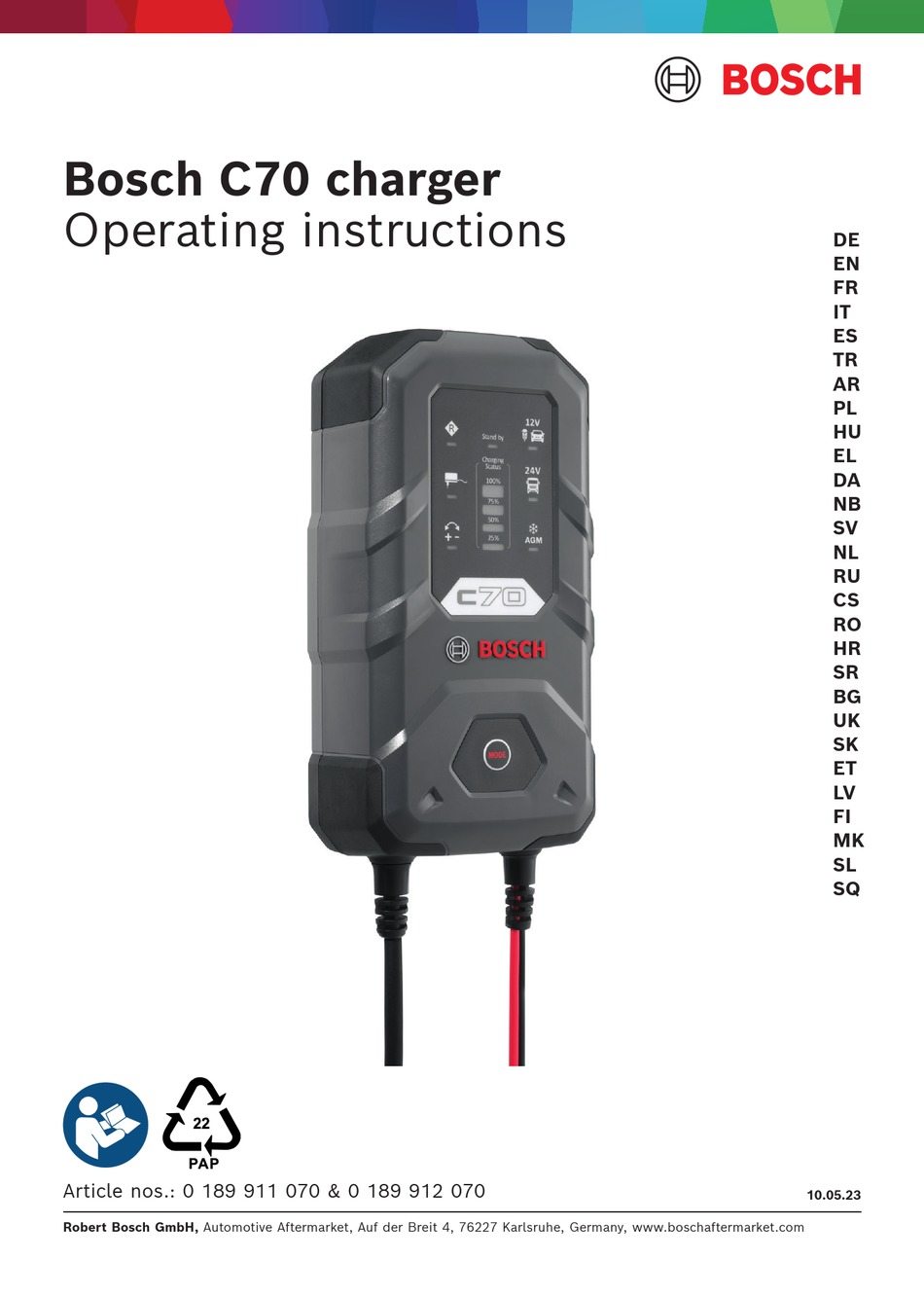 BOSCH C70 OPERATING INSTRUCTIONS MANUAL Pdf Download ManualsLib