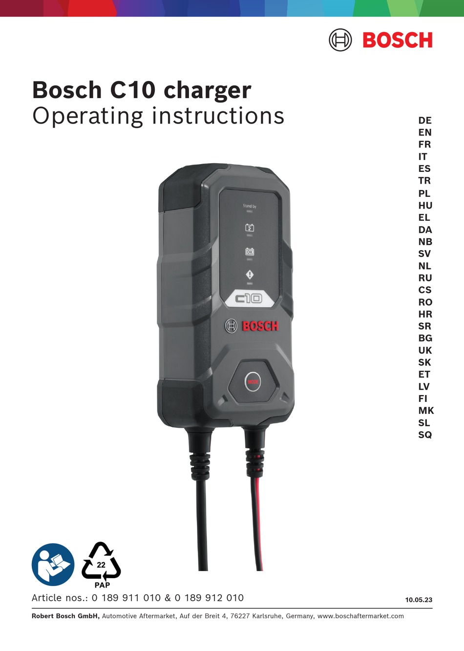 BOSCH C10 OPERATING INSTRUCTIONS MANUAL Pdf Download