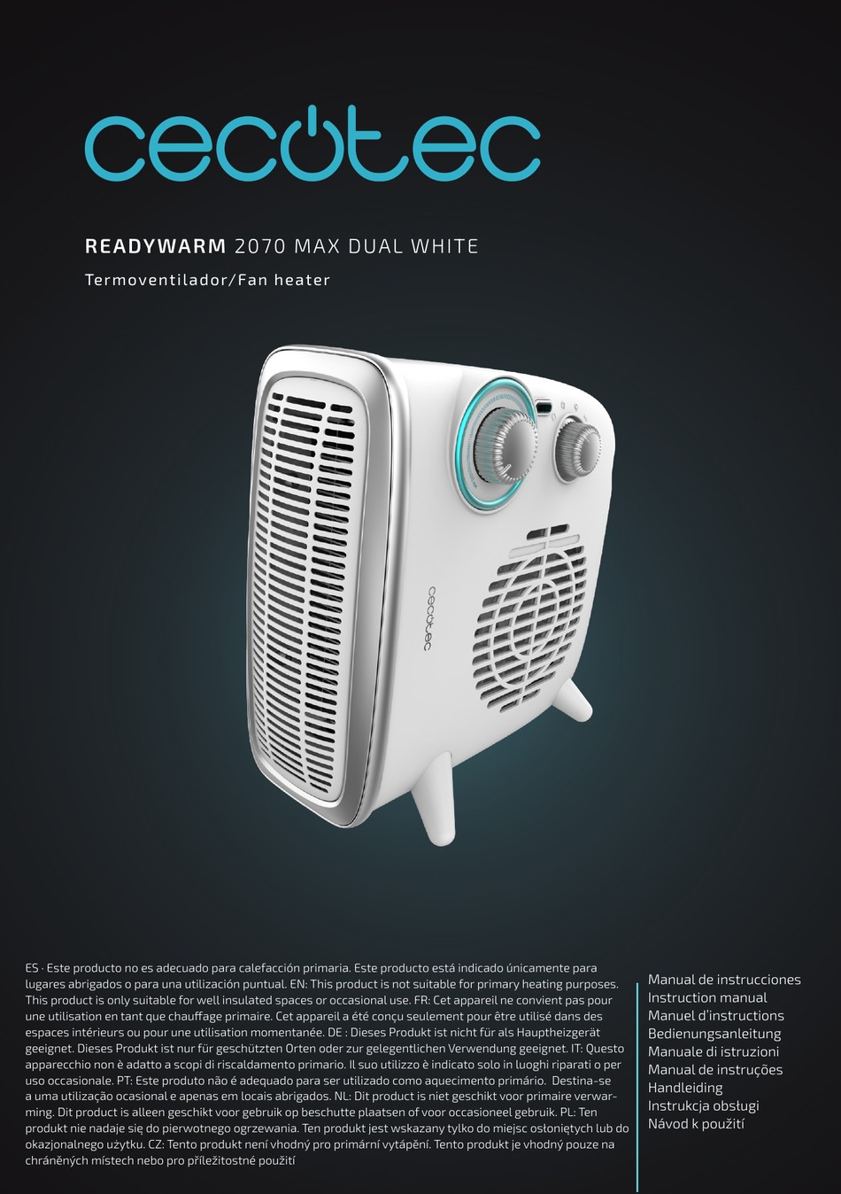 Cecotec Readywarm 2070 Max Dual Calefactor Termoventilador 1800W