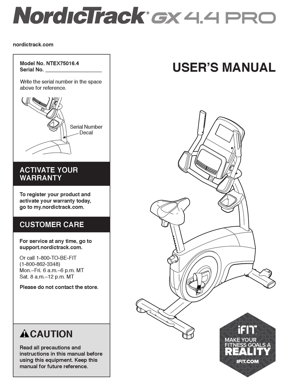 ICON HEALTH FITNESS NORDICTRACK GX 4.4 PRO USER MANUAL Pdf Download ManualsLib