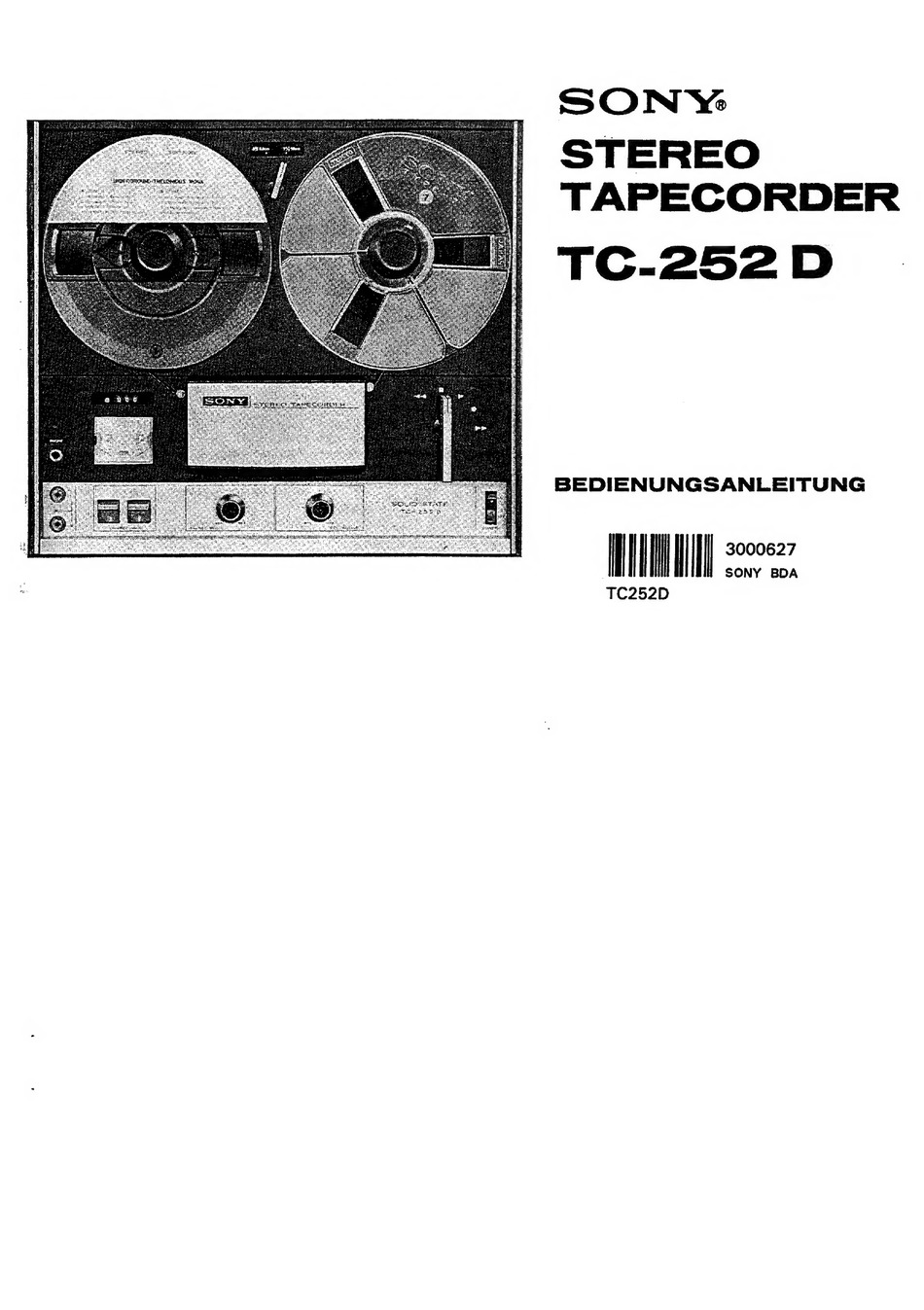 SONY TC-252 D MANUAL Pdf Download
