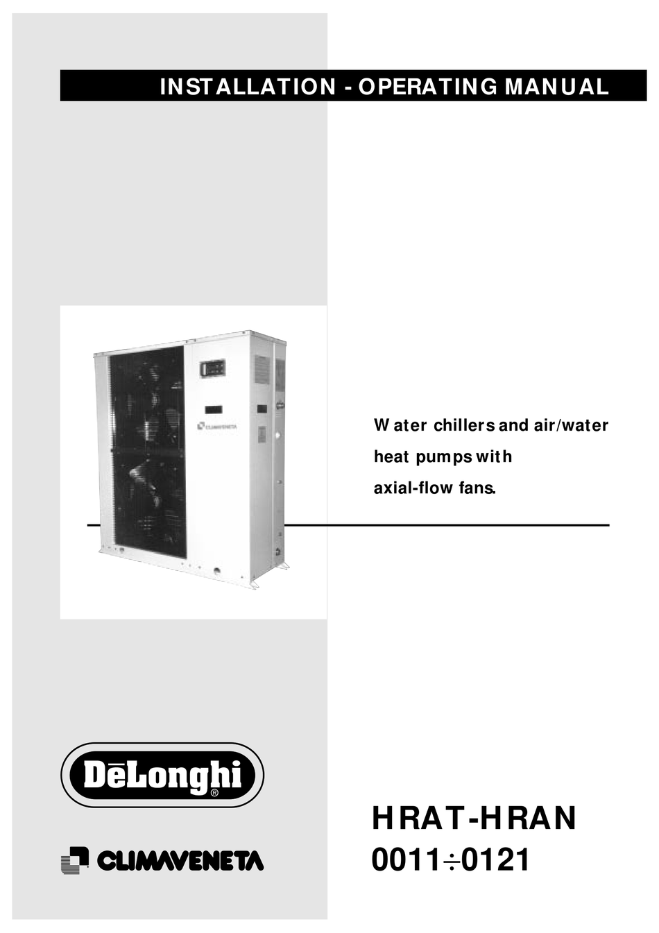 DELONGHI CLIMAVENTACLIMAVENTA HRAN 0011 INSTALLATION OPERATING