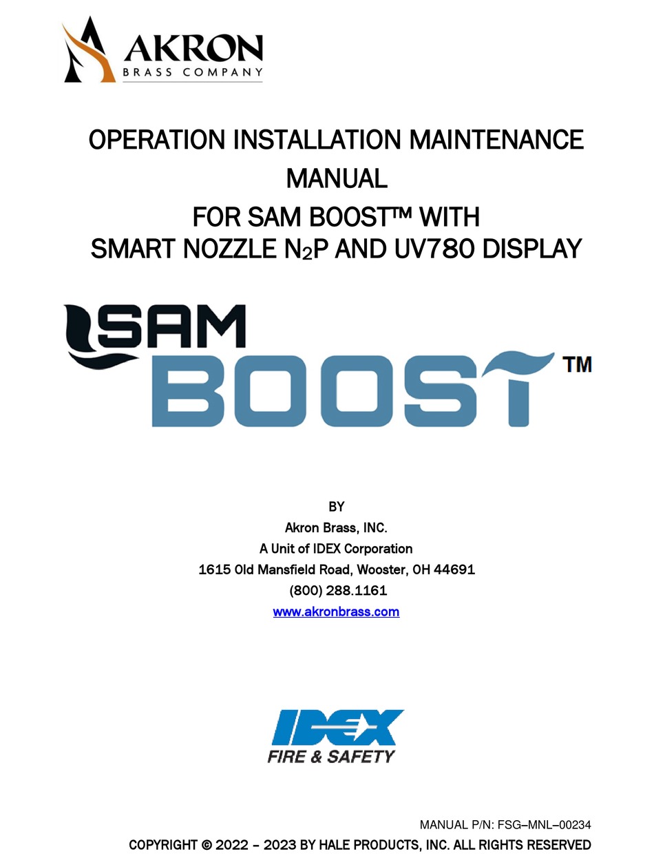 IDEX AKRON BRAS SAM BOOST OPERATION INSTALLATION MAINTENANCE MANUAL Pdf ...