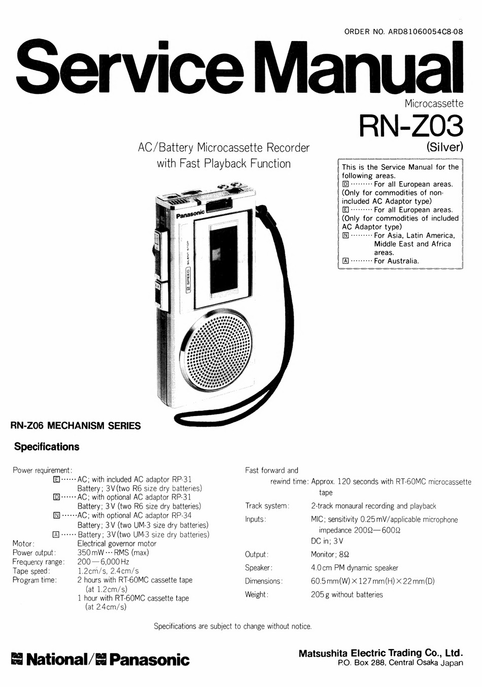 National Micro Cassette Recorder Z03 shops