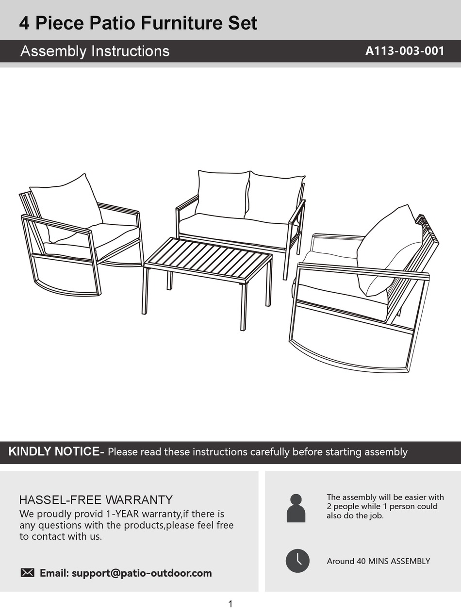 AOSOM A113-003-001 ASSEMBLY INSTRUCTIONS MANUAL Pdf Download | ManualsLib
