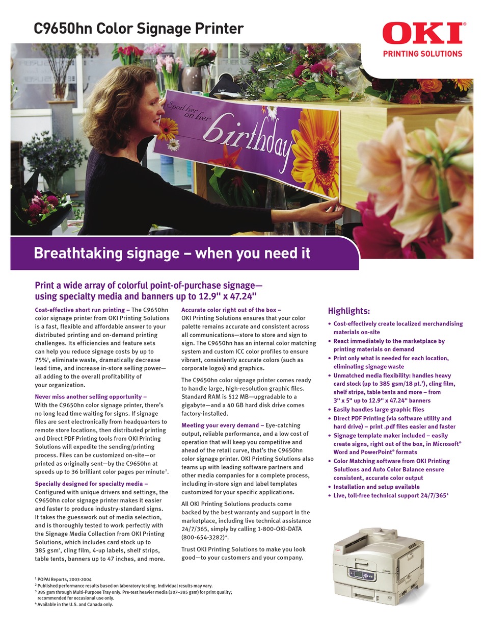 OKI C9650HN SPECIFICATIONS Pdf Download | ManualsLib