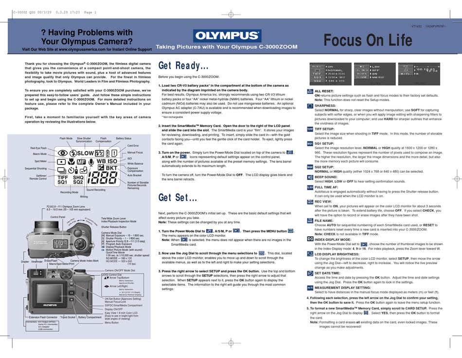 OLYMPUS CAMEDIA C3000 ZOOM QUICK START MANUAL Pdf Download ManualsLib