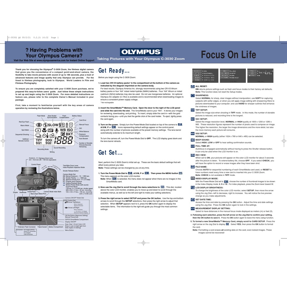 OLYMPUS CAMEDIA C3030 ZOOM QUICK START Pdf Download ManualsLib