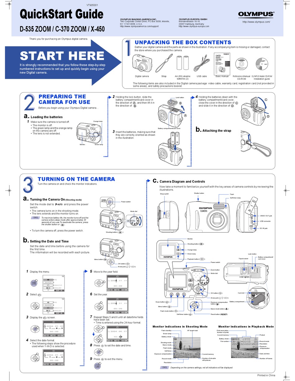 OLYMPUS CAMEDIA C370 ZOOM QUICK START MANUAL Pdf Download ManualsLib
