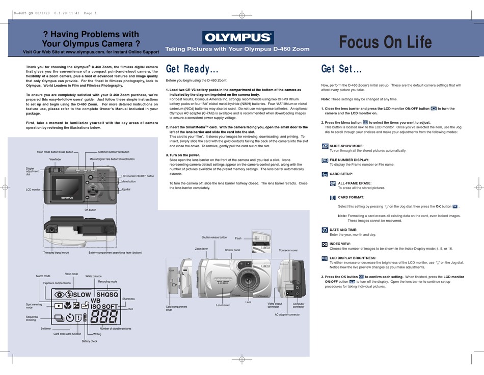 OLYMPUS CAMEDIA D460 ZOOM QUICK START Pdf Download ManualsLib