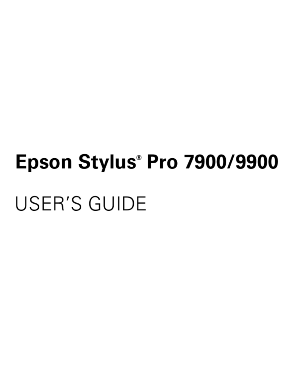 Epson Stylus Pro 7900 User Manual Pdf Download Manualslib