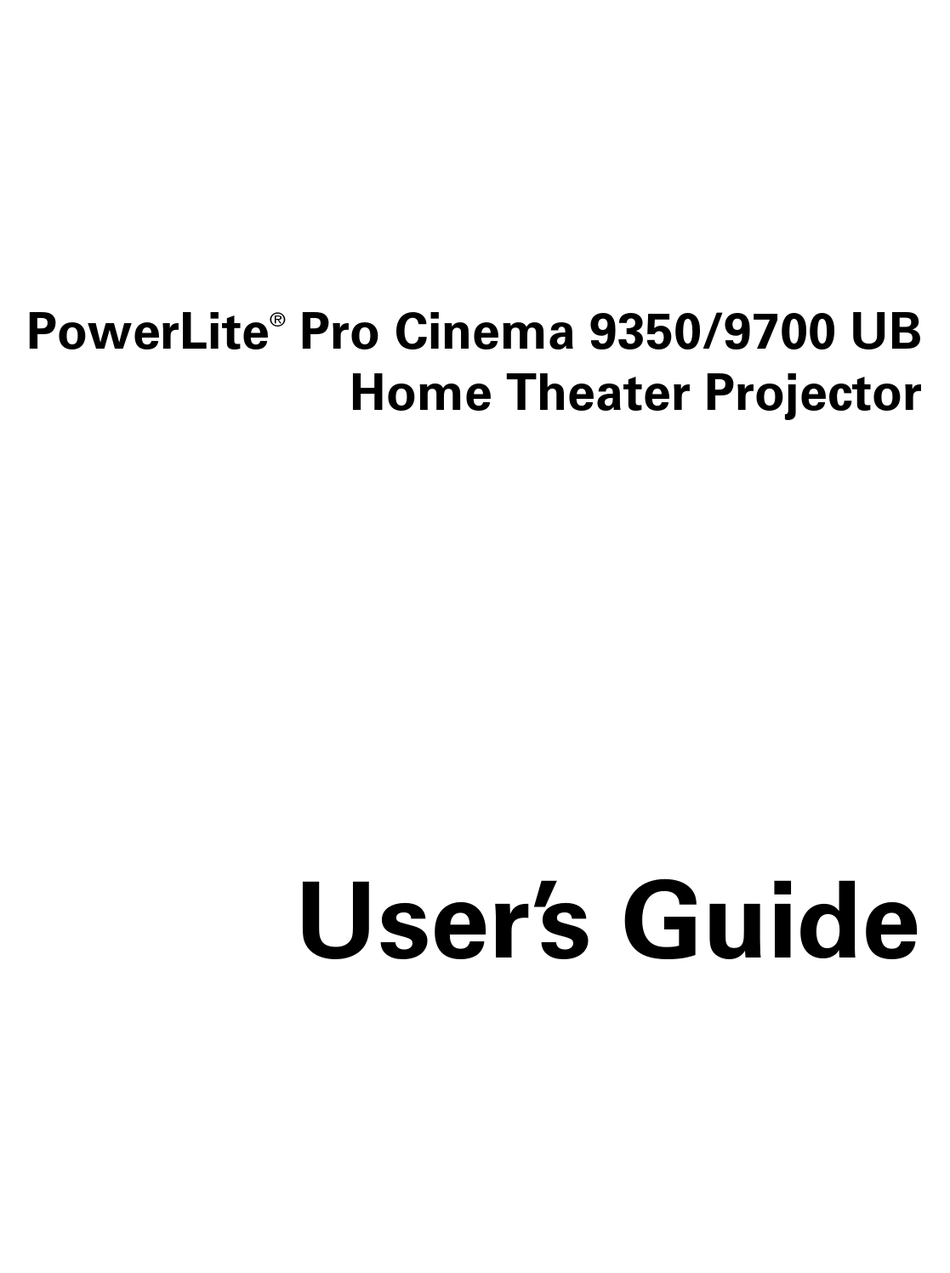 EPSON POWERLITE PRO CINEMA 9350 USER 