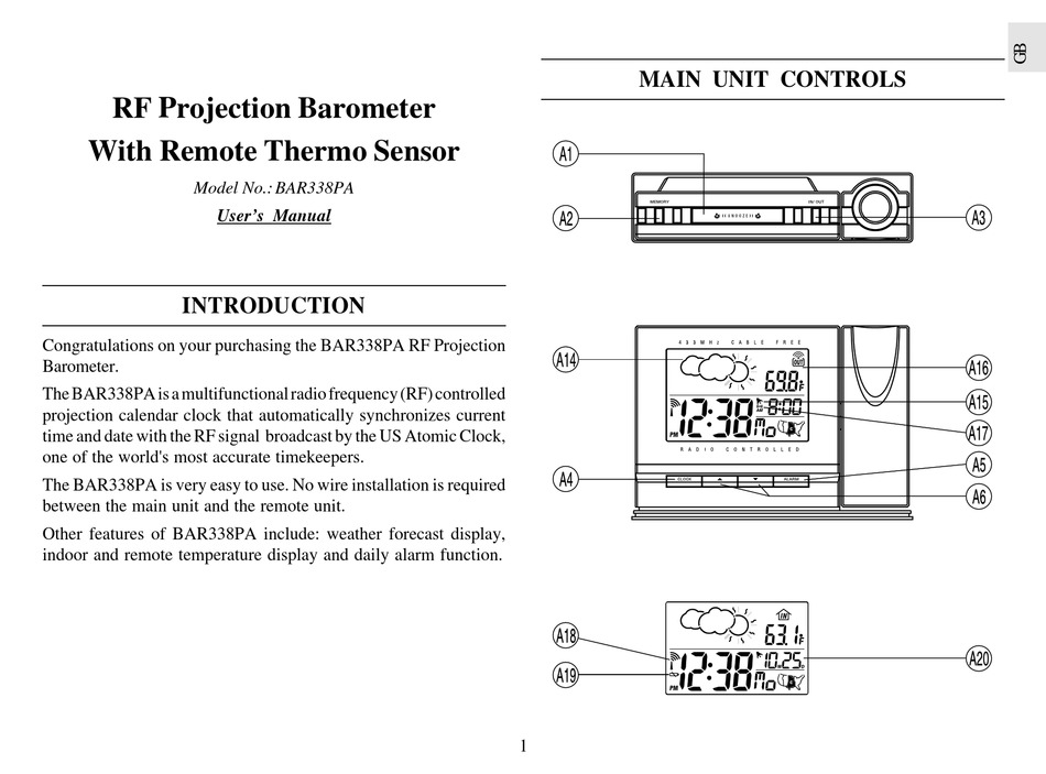 OREGON SCIENTIFIC BAR338PA USER MANUAL Pdf Download | ManualsLib