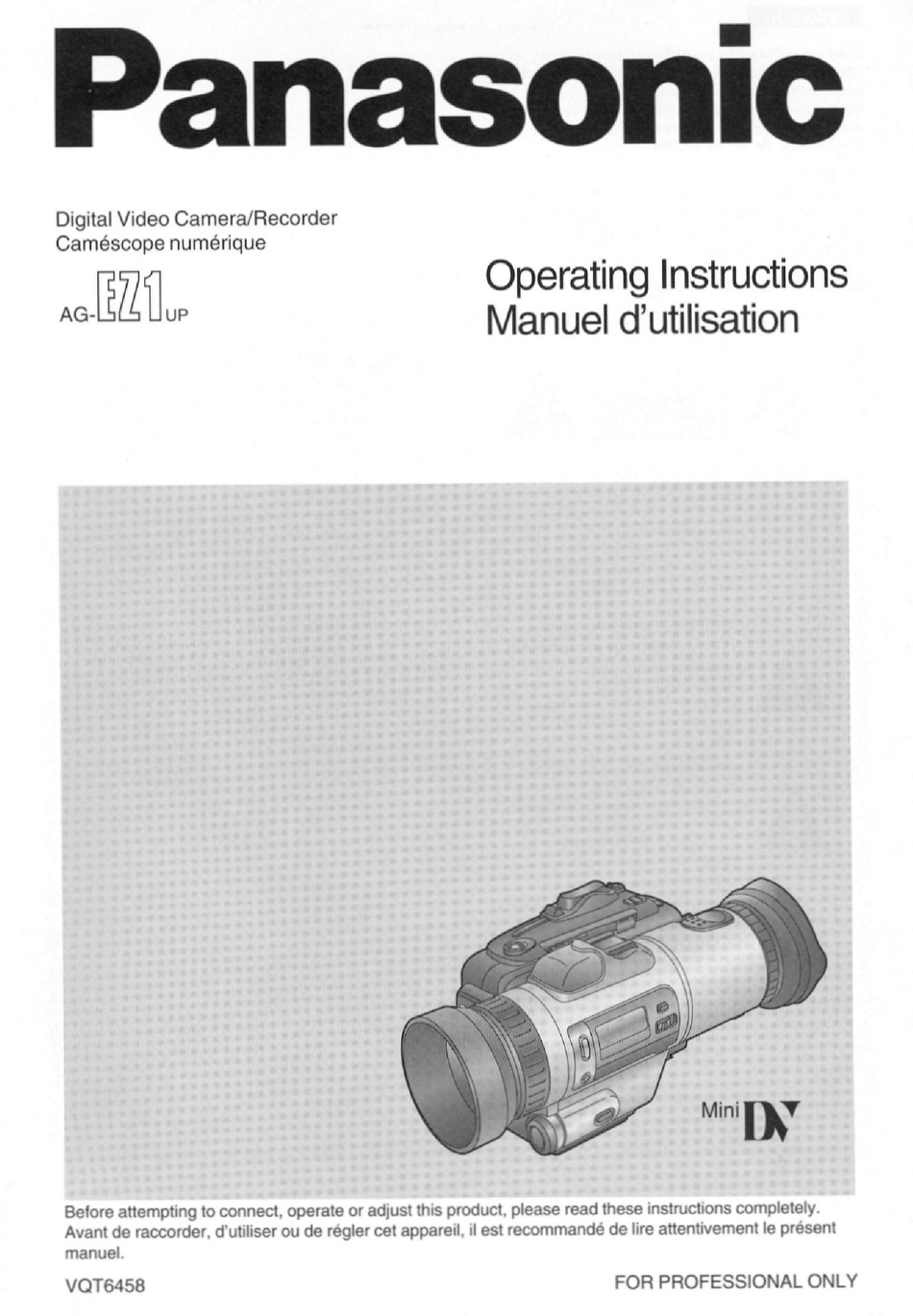 PANASONIC AG-EZ1 OPERATING INSTRUCTIONS MANUAL Pdf Download | ManualsLib