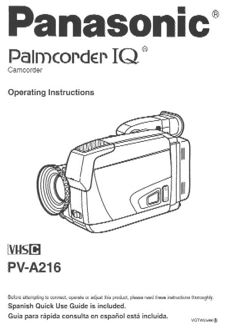 PANASONIC PALMCORDER PV-A216 USER MANUAL Pdf Download | ManualsLib