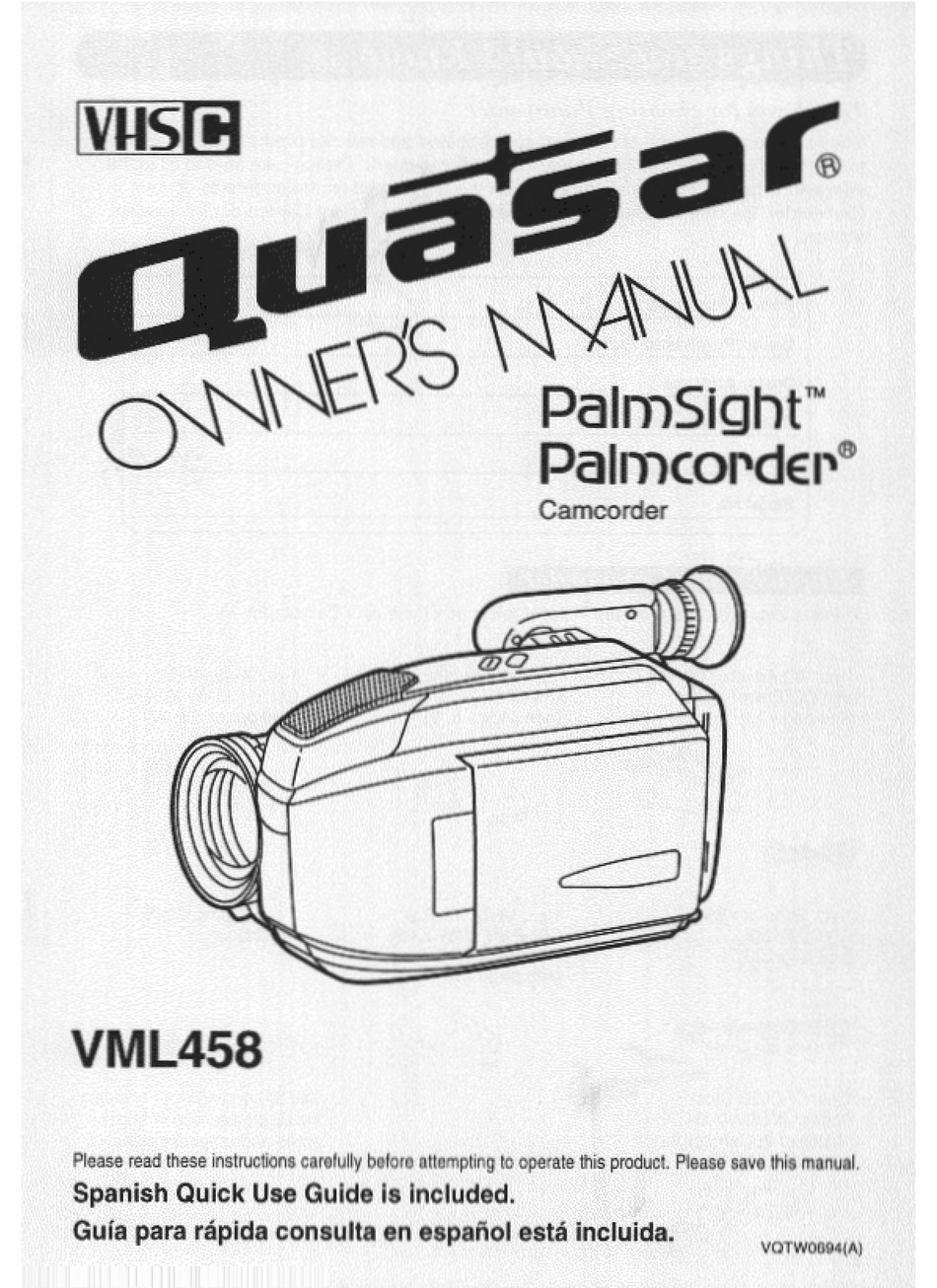 Quasar Palmcorder Palmsight Vml458 User Manual Pdf Download Manualslib Quasar Palmcorder Palmsight Vml458 User Manual Pdf Download Manualslib