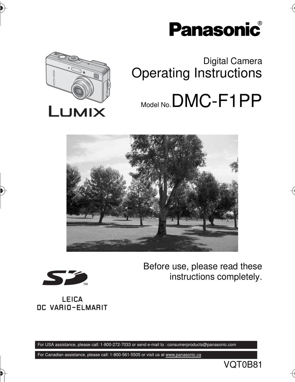 Panasonic Lumix Dmc F1 Operating Instructions Manual Pdf Download Manualslib