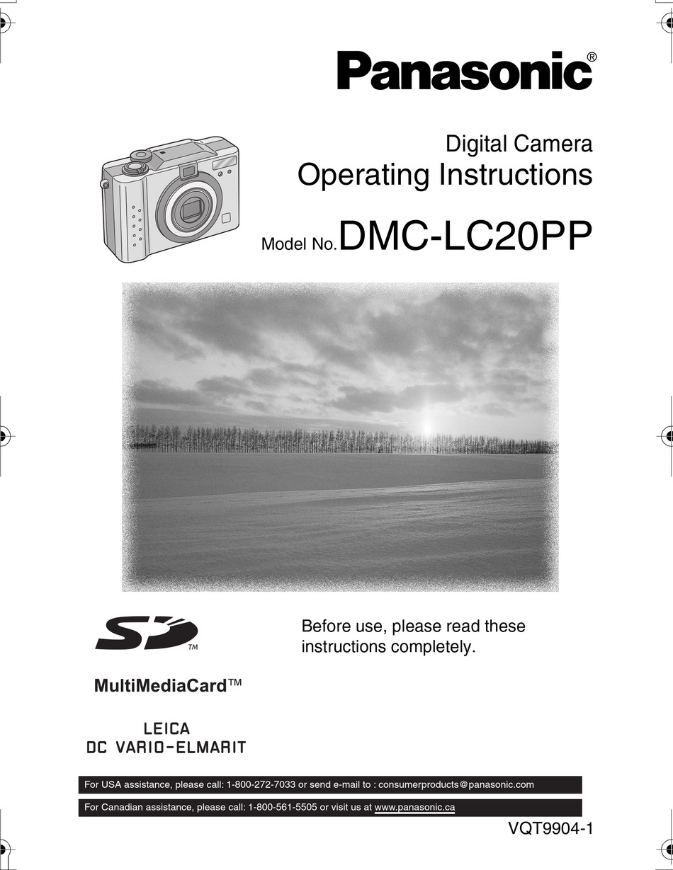 PANASONIC LUMIX DMC-LC20 OPERATING INSTRUCTIONS MANUAL Pdf Download |  ManualsLib