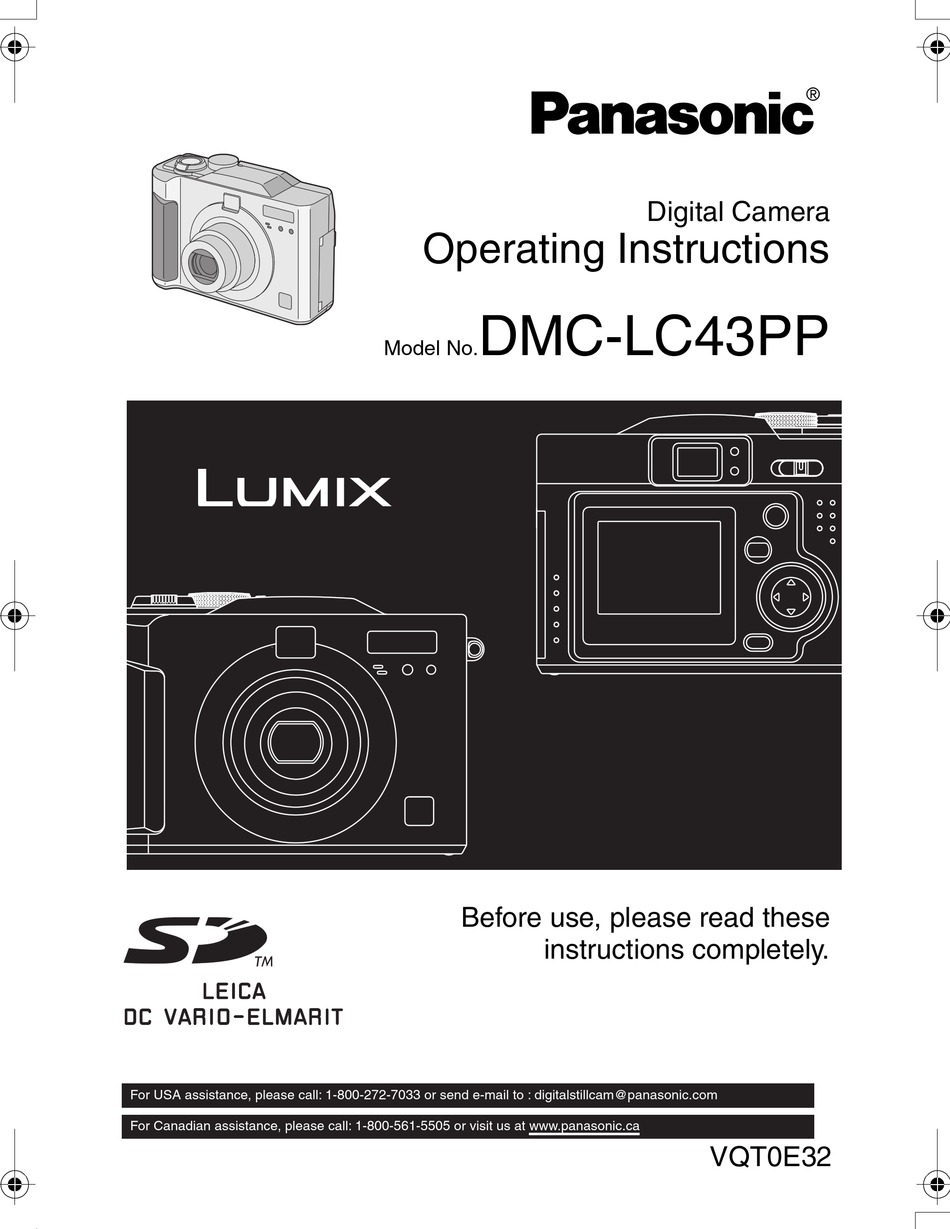 PANASONIC LUMIX DMC-LC43 OPERATING INSTRUCTIONS MANUAL Pdf Download ...