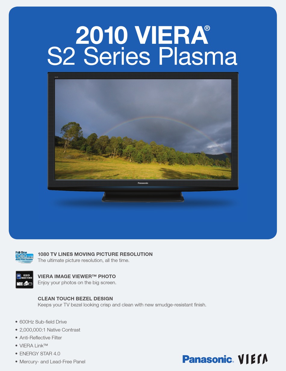 Panasonic Viera Tc P42s2 Specifications Pdf Download Manualslib
