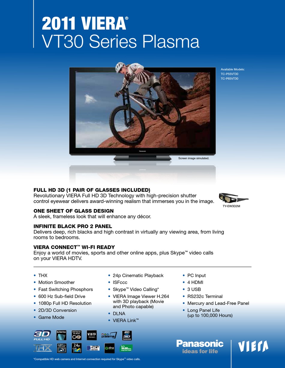 PANASONIC VIERA TCP55VT30 SPECIFICATIONS Pdf Download ManualsLib