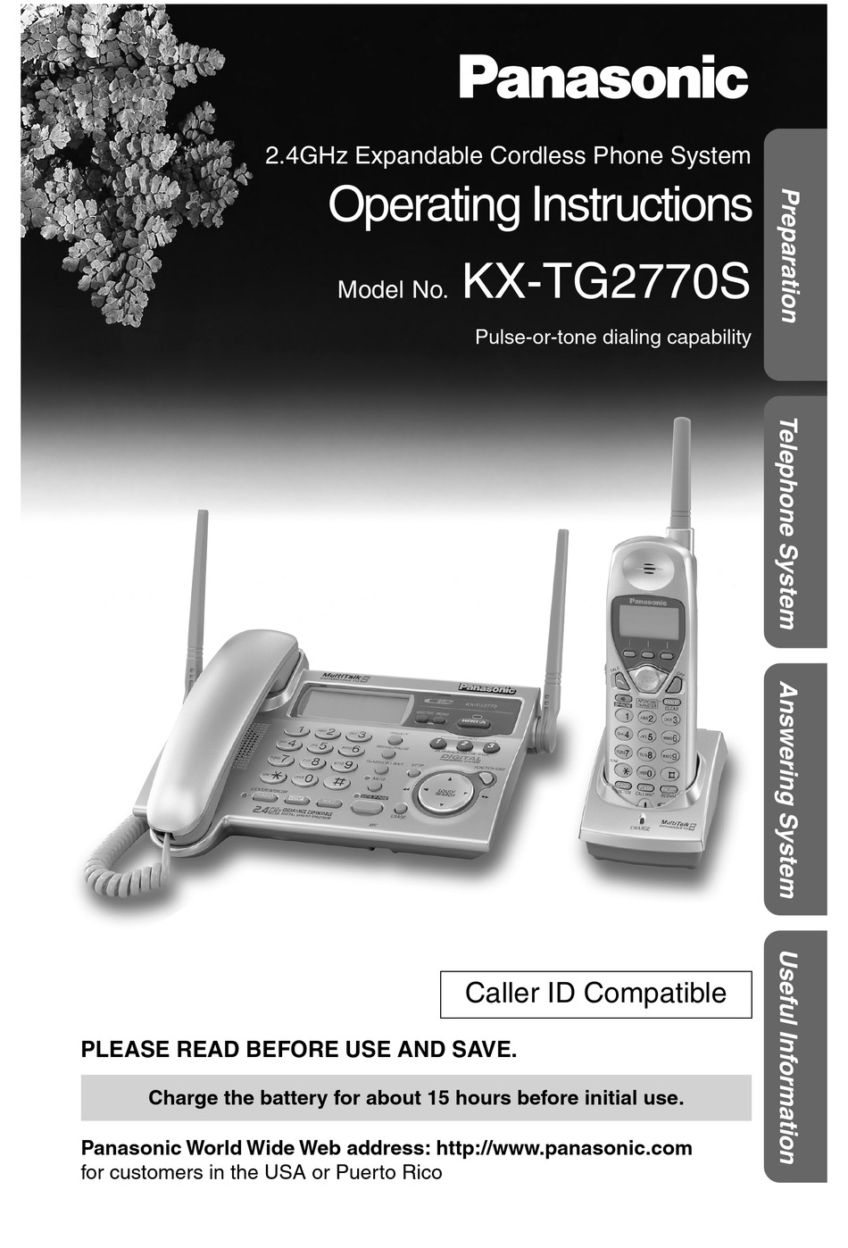 PANASONIC KX-TG2770S OPERATING INSTRUCTIONS MANUAL Pdf Download ...