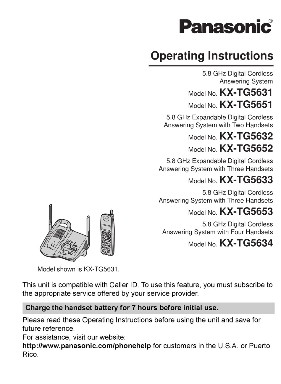 Panasonic KX-TG5634S  KX-TG5634 5.GHZ CORDLESS PHONE  WITH 1 KX-TGA560S 