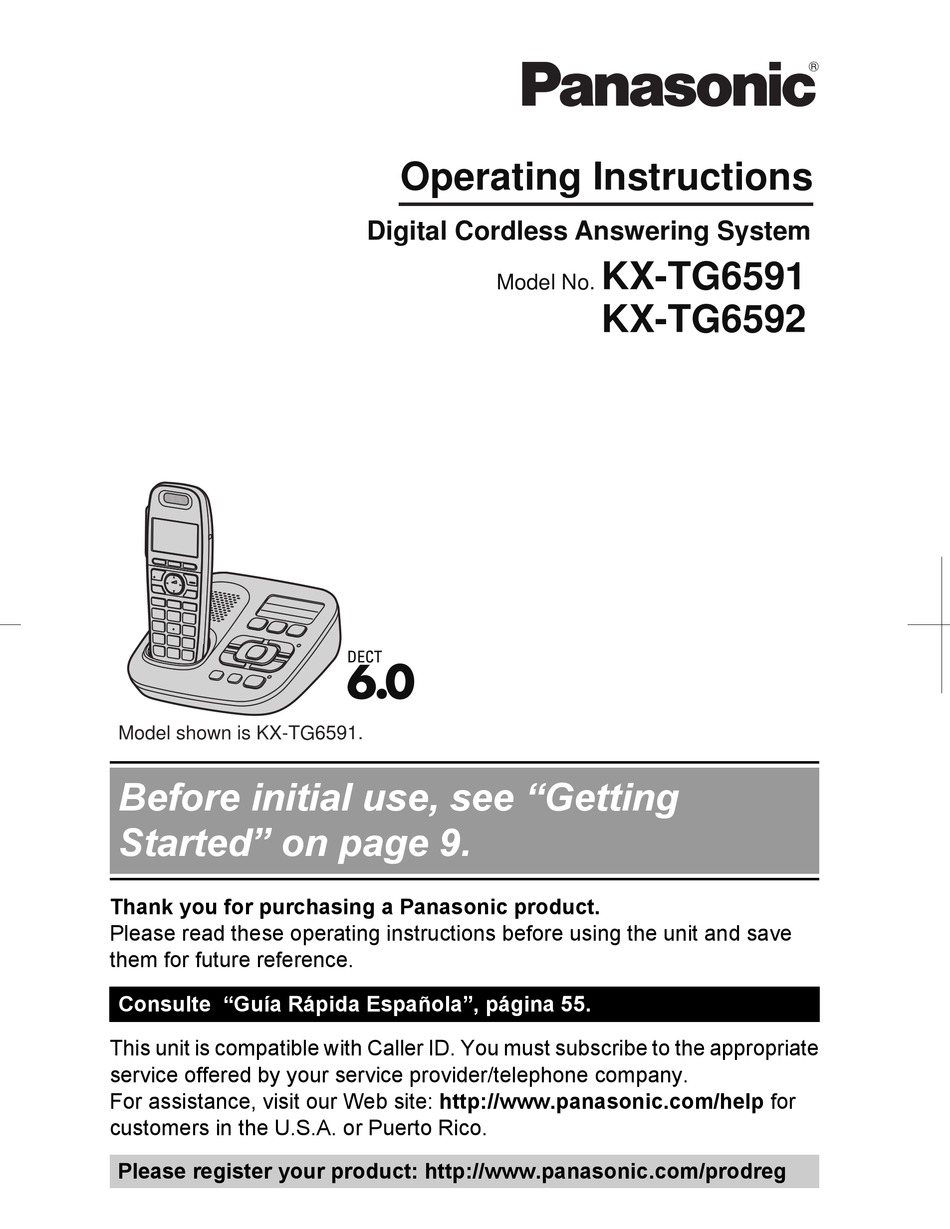 PANASONIC KX-TG6592T OPERATING INSTRUCTIONS MANUAL Pdf Download