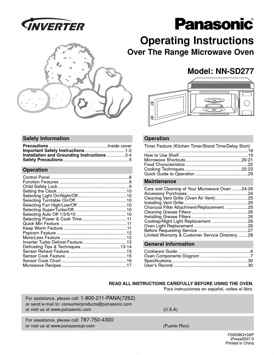 PANASONIC NNSD277 OPERATING INSTRUCTIONS MANUAL Pdf Download ManualsLib