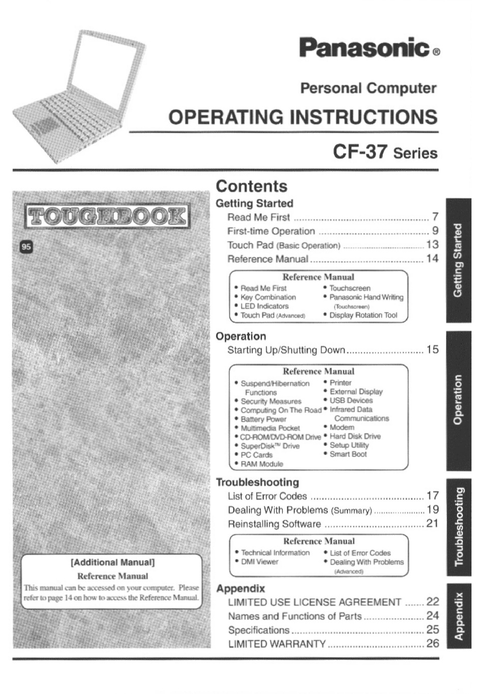 PANASONIC TOUGHBOOK CF37VB62AAM USER MANUAL Pdf Download ManualsLib