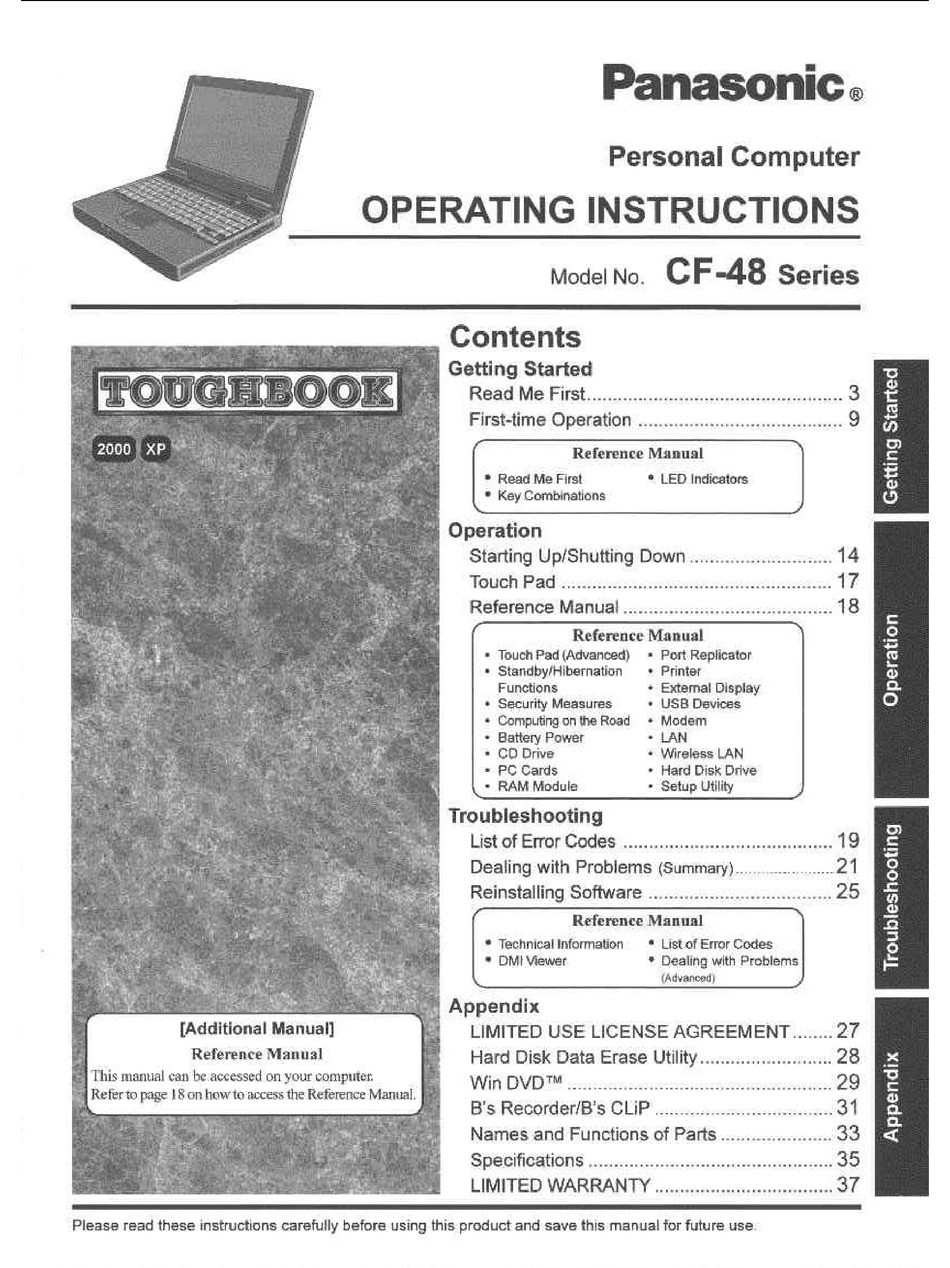 Panasonic Toughbook Cf 48e4kfudm User Manual Pdf Download Manualslib