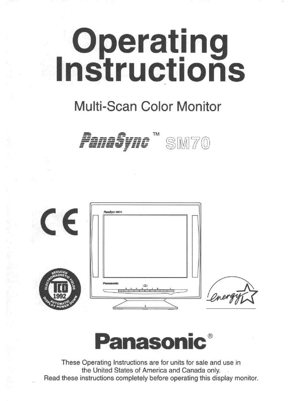 PANASONIC PANASYNC SM70 USER MANUAL Pdf Download ManualsLib