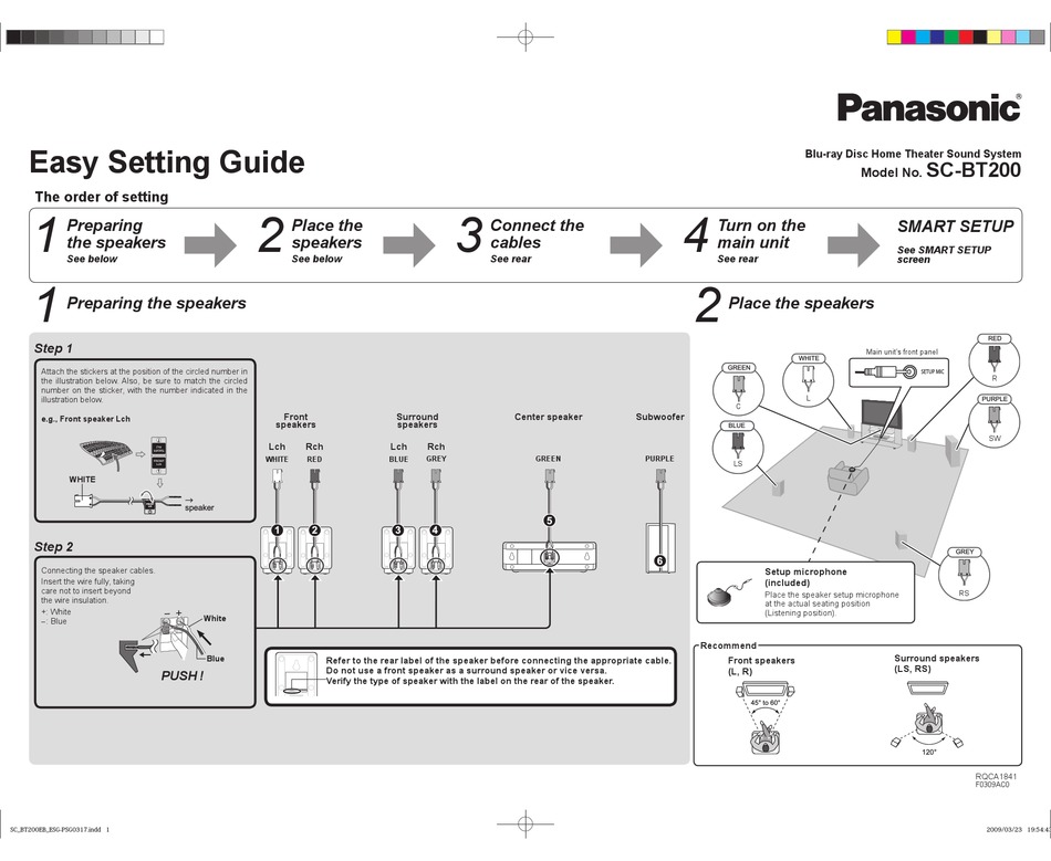 Panasonic Sc Bt200 Easy Setting Manual Pdf Download Manualslib