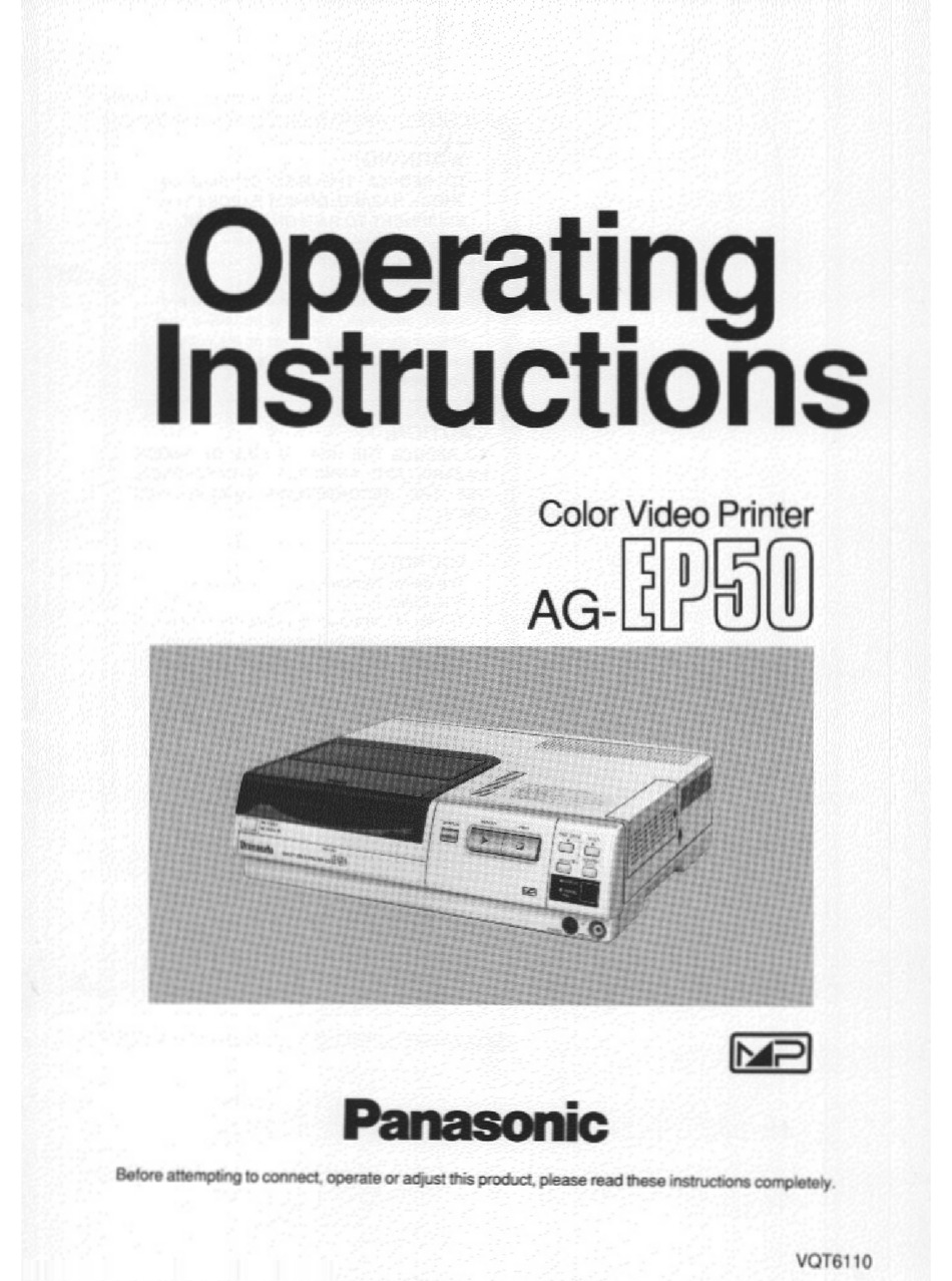 PANASONIC AG-EP50 OPERATING INSTRUCTIONS MANUAL Pdf Download | ManualsLib