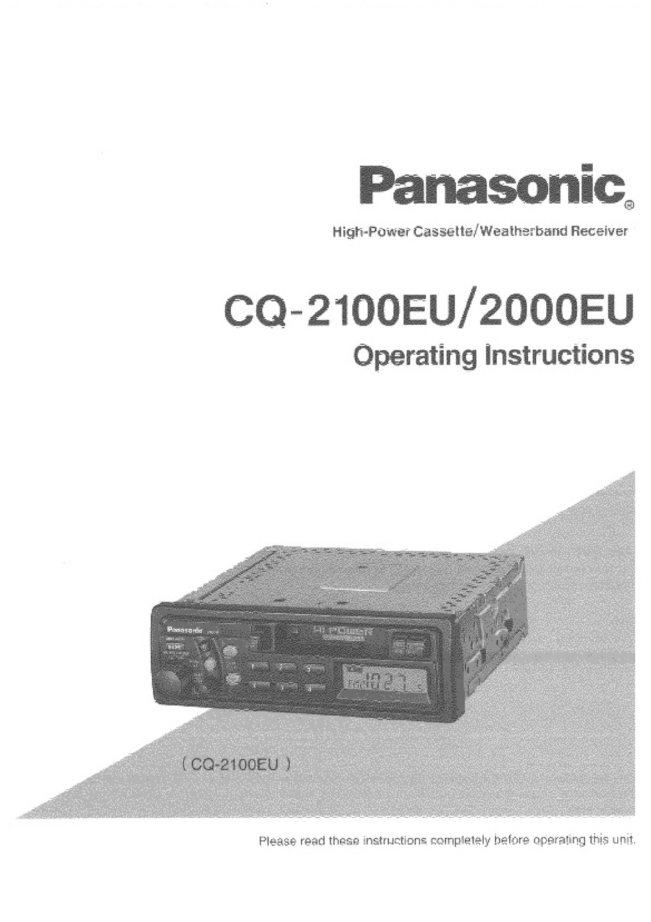 PANASONIC CQ-2000EU OPERATING INSTRUCTIONS MANUAL Pdf Download | ManualsLib