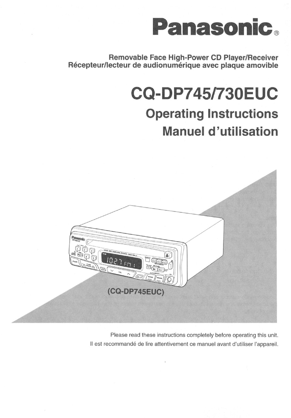 PANASONIC CQ-DP730EUC USER MANUAL Pdf Download | ManualsLib
