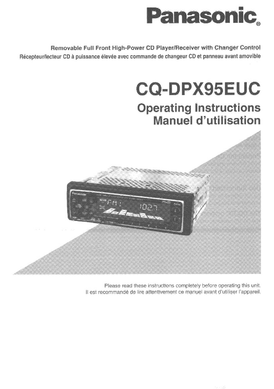 PANASONIC CQ-DPX95EUC OPERATING INSTRUCTIONS MANUAL Pdf Download ...