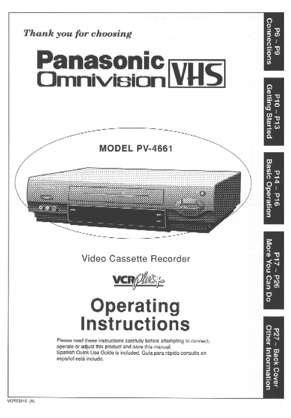 PANASONIC OMNIVISION PV-4661 OPERATING INSTRUCTIONS MANUAL Pdf Download