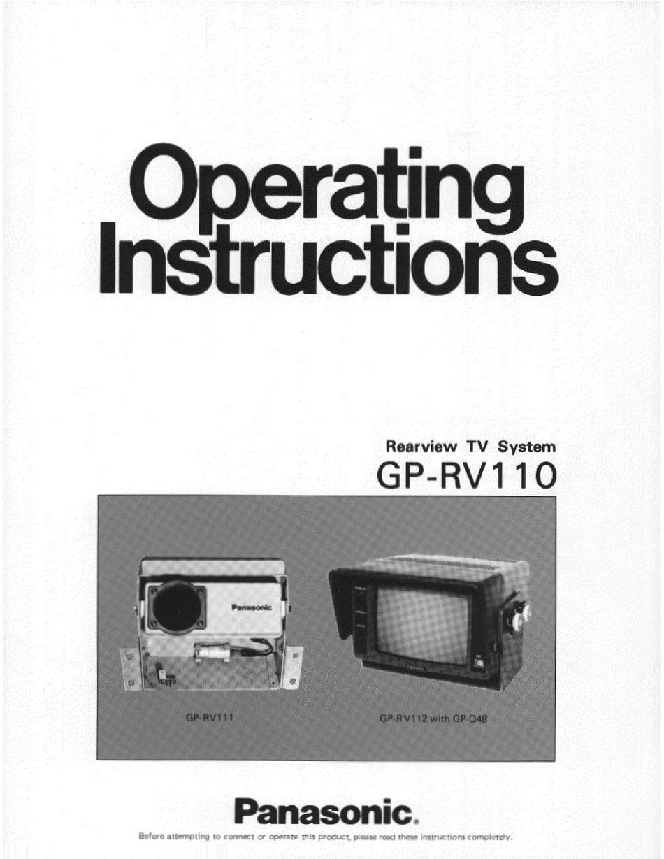PANASONIC GPRV110 OPERATING INSTRUCTIONS MANUAL Pdf Download ManualsLib