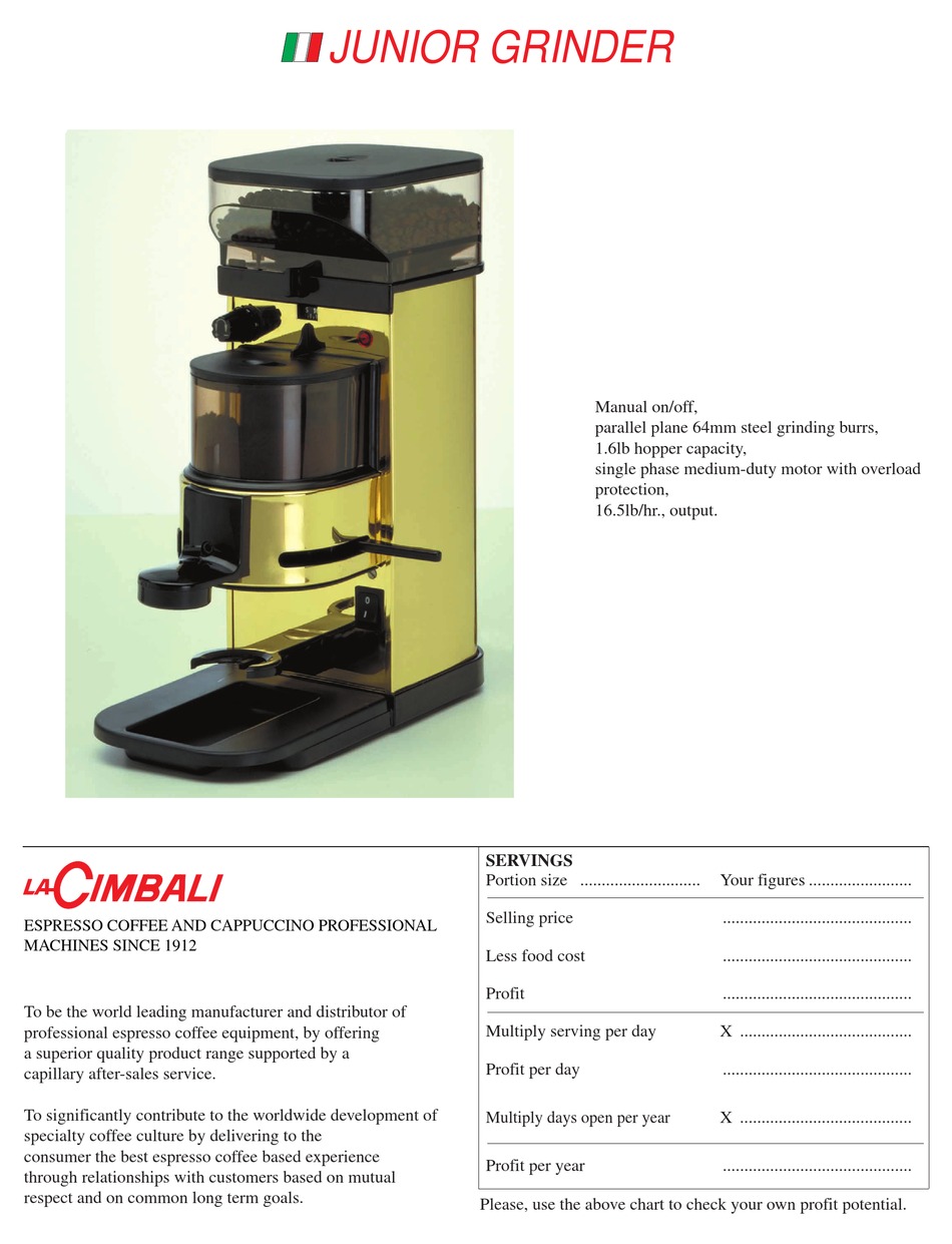 CIMBALI JUNIOR SPECIFICATIONS Pdf 