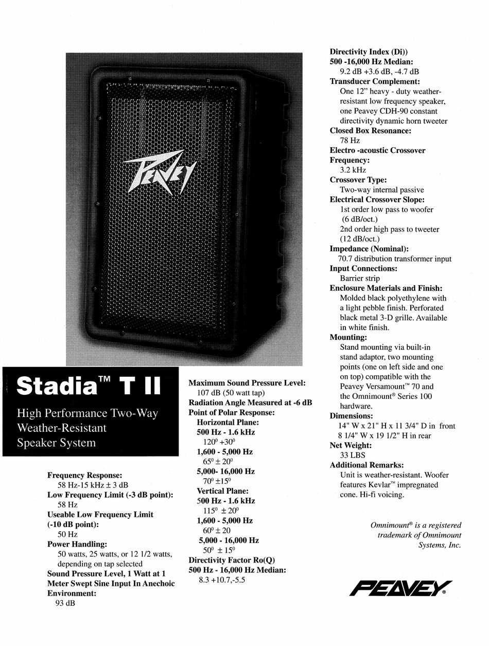 peavey stadia ii speakers