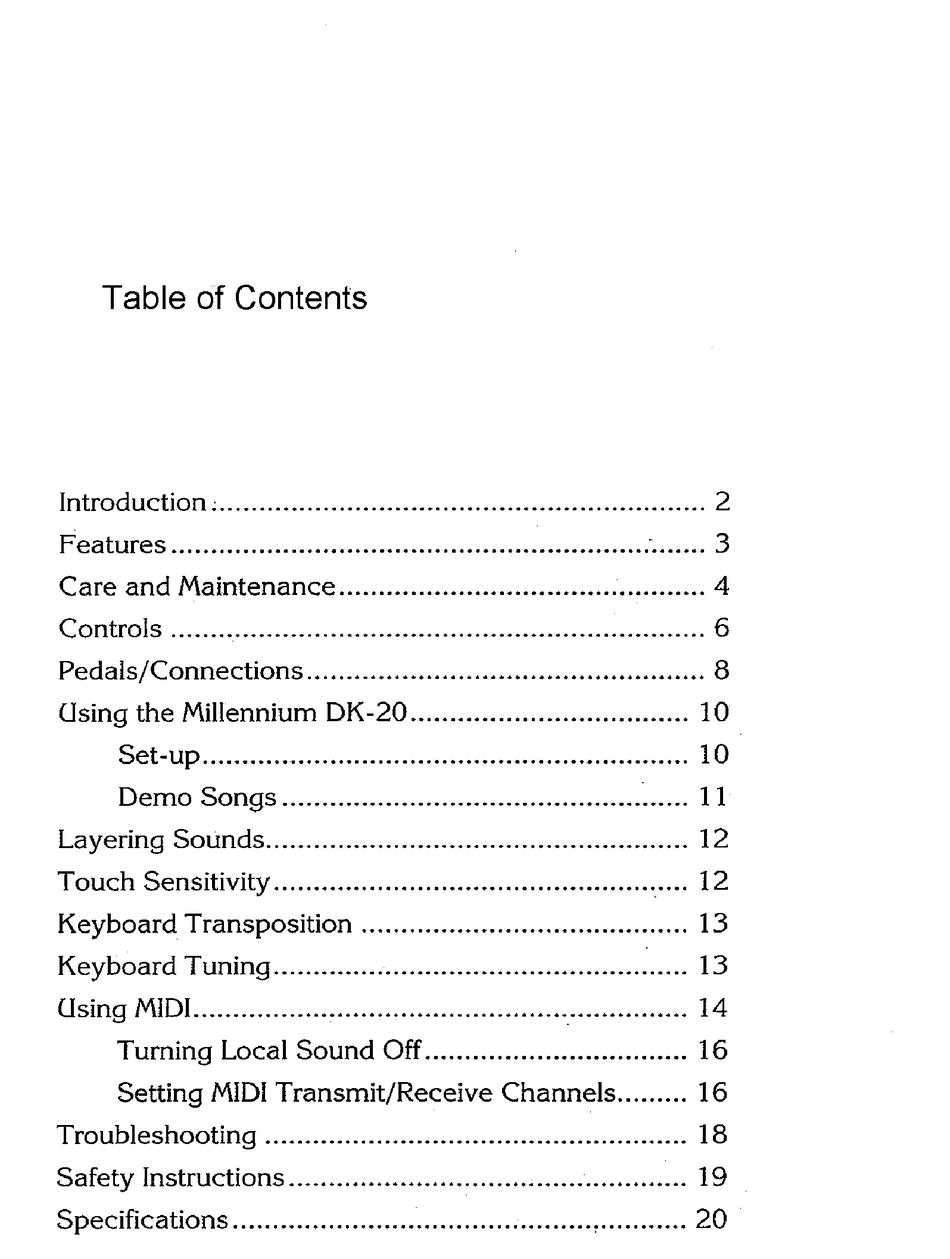 PEAVEY MILLENNIUM DK-20 USER MANUAL Pdf Download | ManualsLib