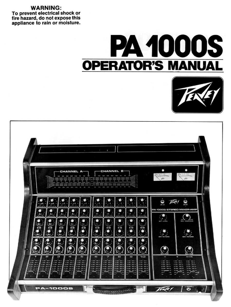 PEAVEY PA 1000S OPERATOR'S MANUAL Pdf Download ManualsLib