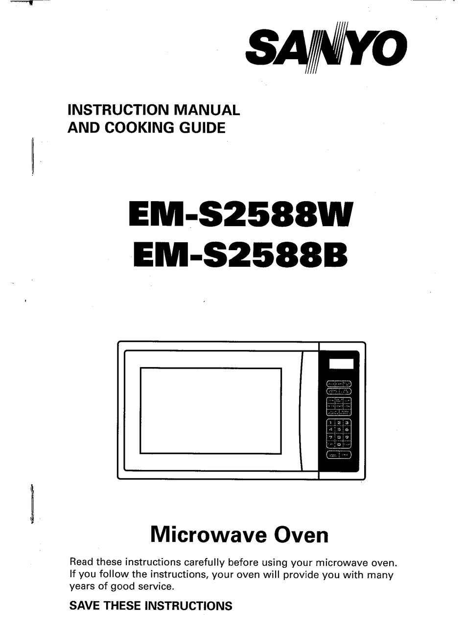 SANYO EM-S2588W/B INSTRUCTION MANUAL AND COOKING MANUAL Pdf Download ...