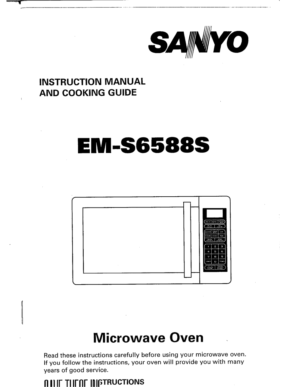 SANYO EM-S6588S INSTRUCTION MANUAL AND COOKING MANUAL Pdf Download