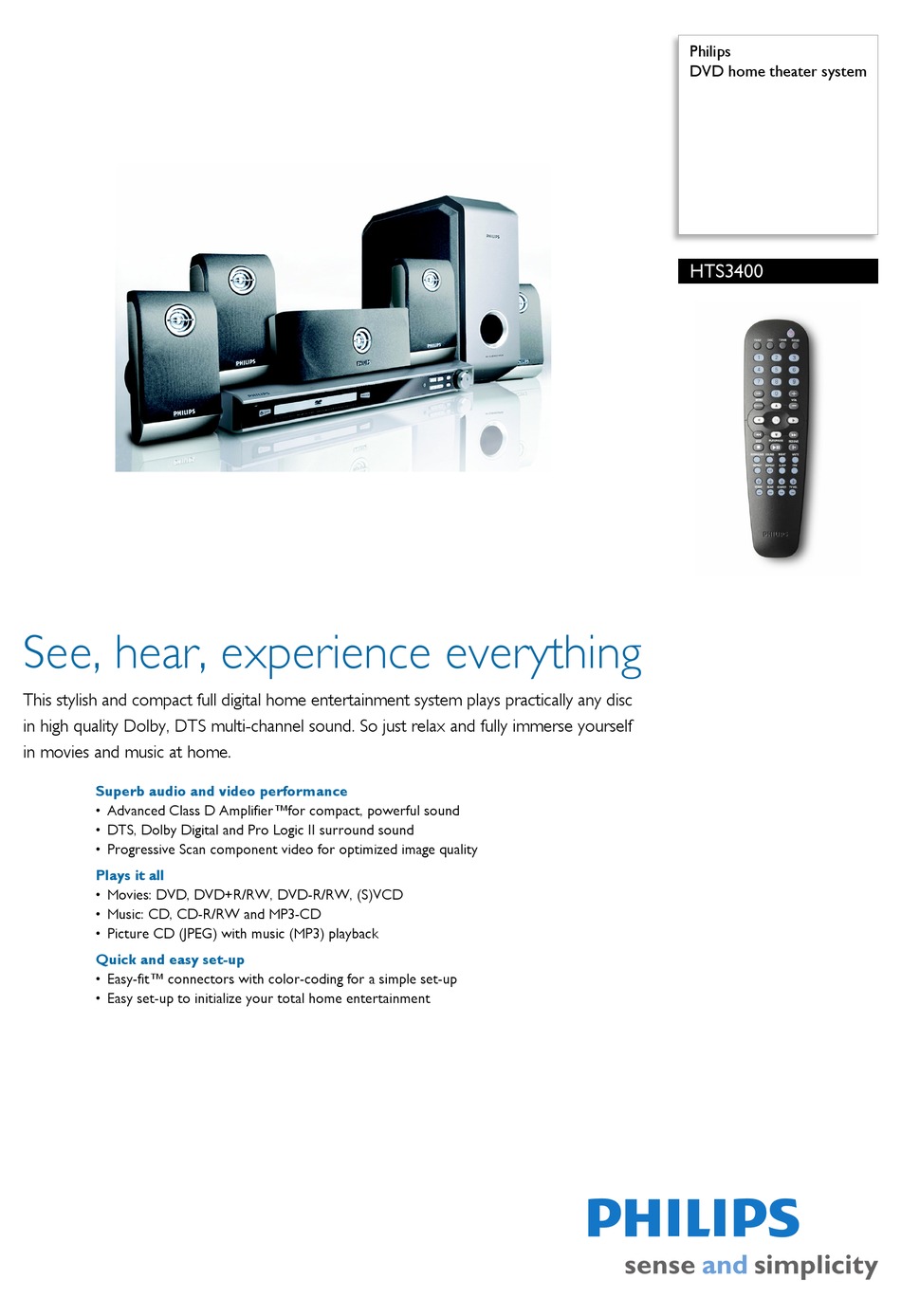 PHILIPS HTS3400D SPECIFICATIONS Pdf Download ManualsLib