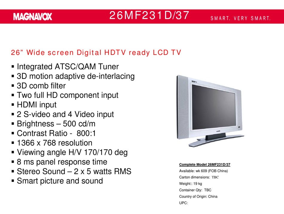 Magnavox 26mf231d Specifications Pdf Download Manualslib