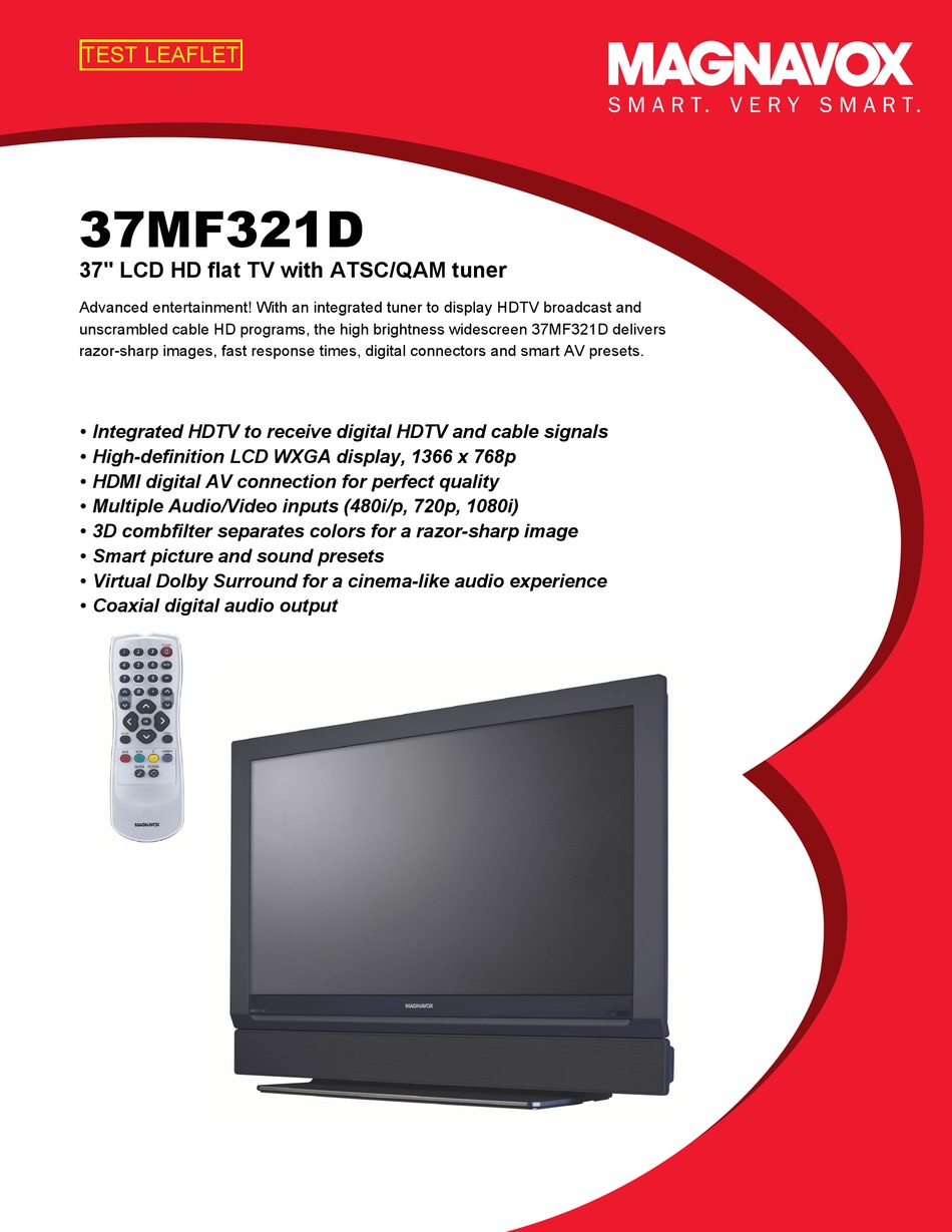 MAGNAVOX 37MF321D SPECIFICATIONS Pdf Download | ManualsLib